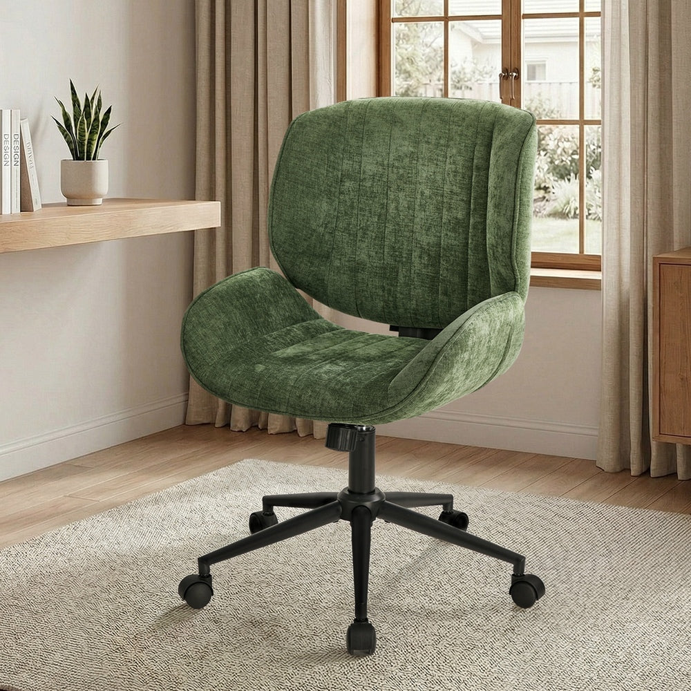 Armless Office Chair Mid Back Swivel Green | Simpledeals