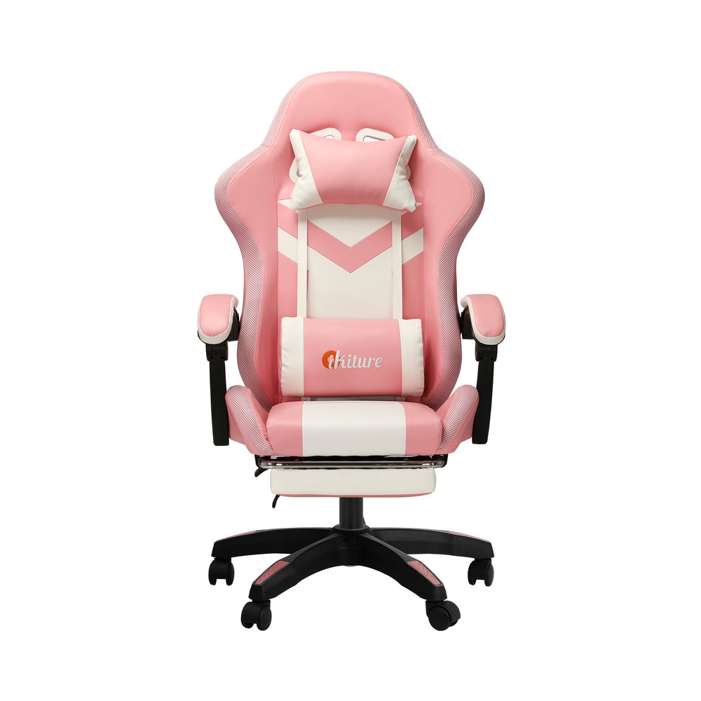 Gaming Chair 7 RGB LED 8 Points Massage Racing Recliner Office Computer Black