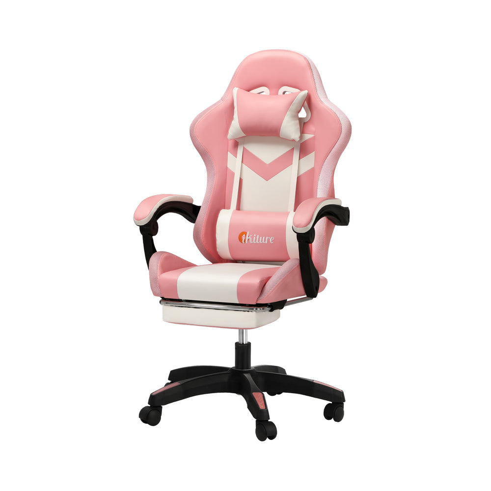 Gaming Chair 7 RGB LED 8 Points Massage Racing Recliner Office Computer Black