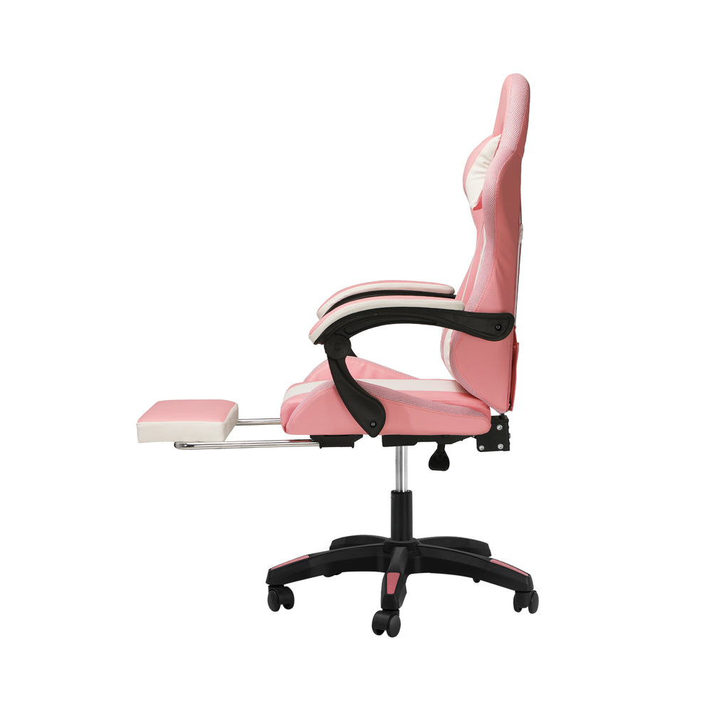 Gaming Chair 7 RGB LED 8 Points Massage Racing Recliner Office Computer Black