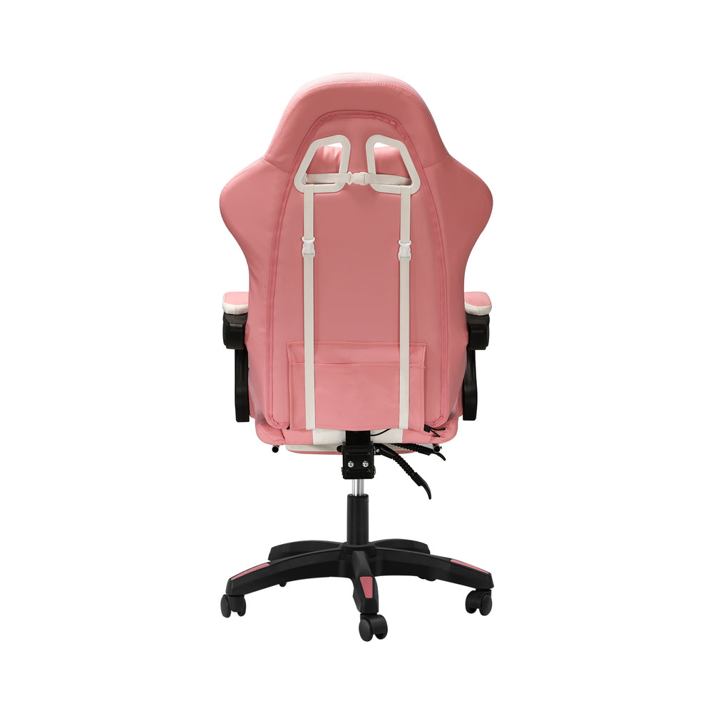 Gaming Chair 7 RGB LED 8 Points Massage Racing Recliner Office Computer Black