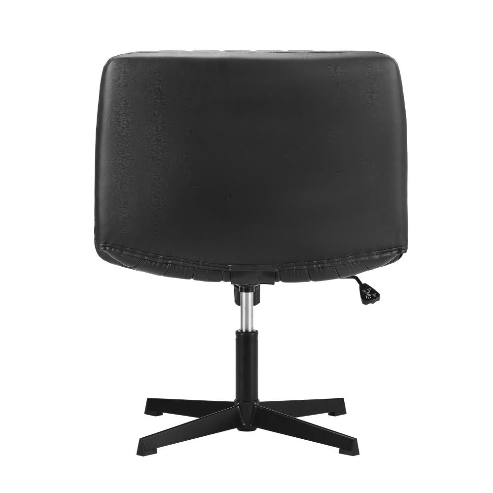 Mid Back Armless Office Desk Chair Wide Seat PU Leather Black