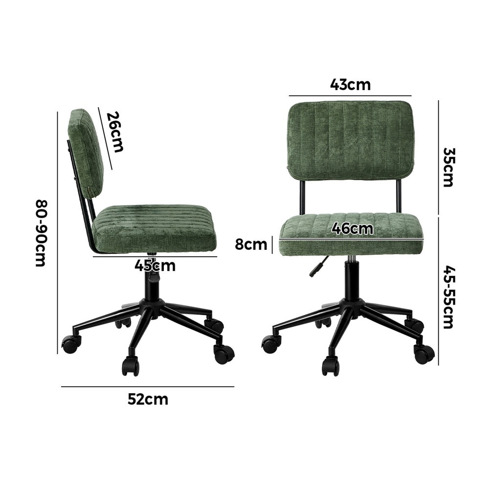 Mid Back Armless Office Chair Swivel Green | Simpledeals