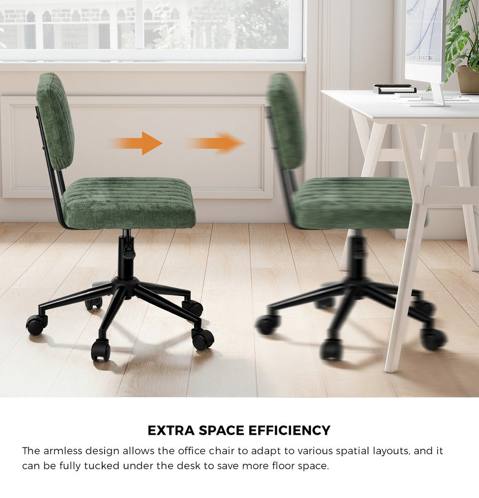 Mid Back Armless Office Chair Swivel Green | Simpledeals