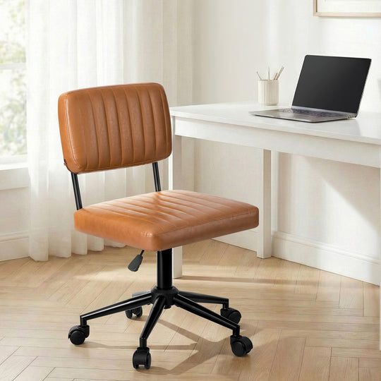 Mid Back Office Chair Swivel Computer Desk Chair Leather