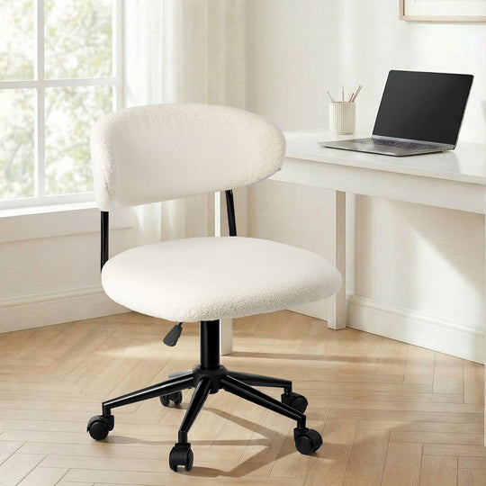 Armless Office Chair Mid Back Wide Swivel Desk Chair