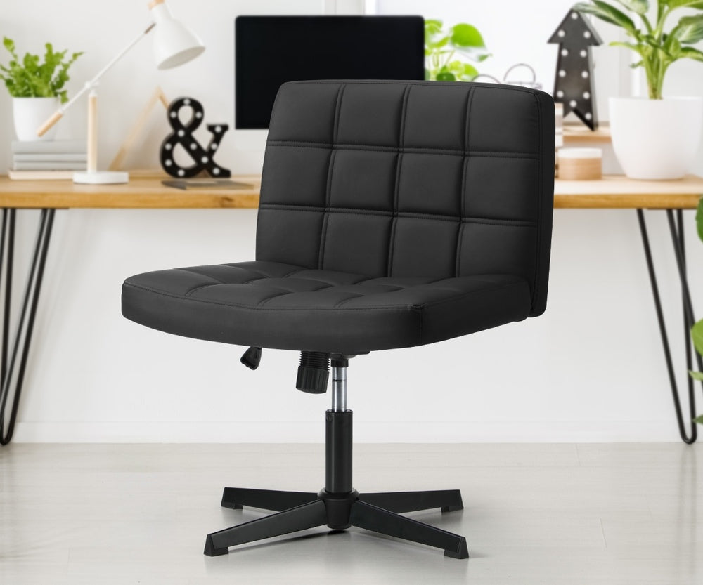 Mid Back Office Chair Wide Seat Black/Brown/White