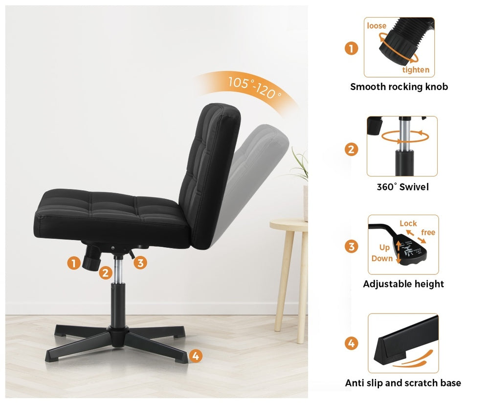 Mid Back Office Chair Wide Seat Black/Brown/White