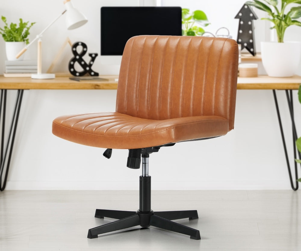 Mid Back Office Chair Wide Seat Black/Brown/White