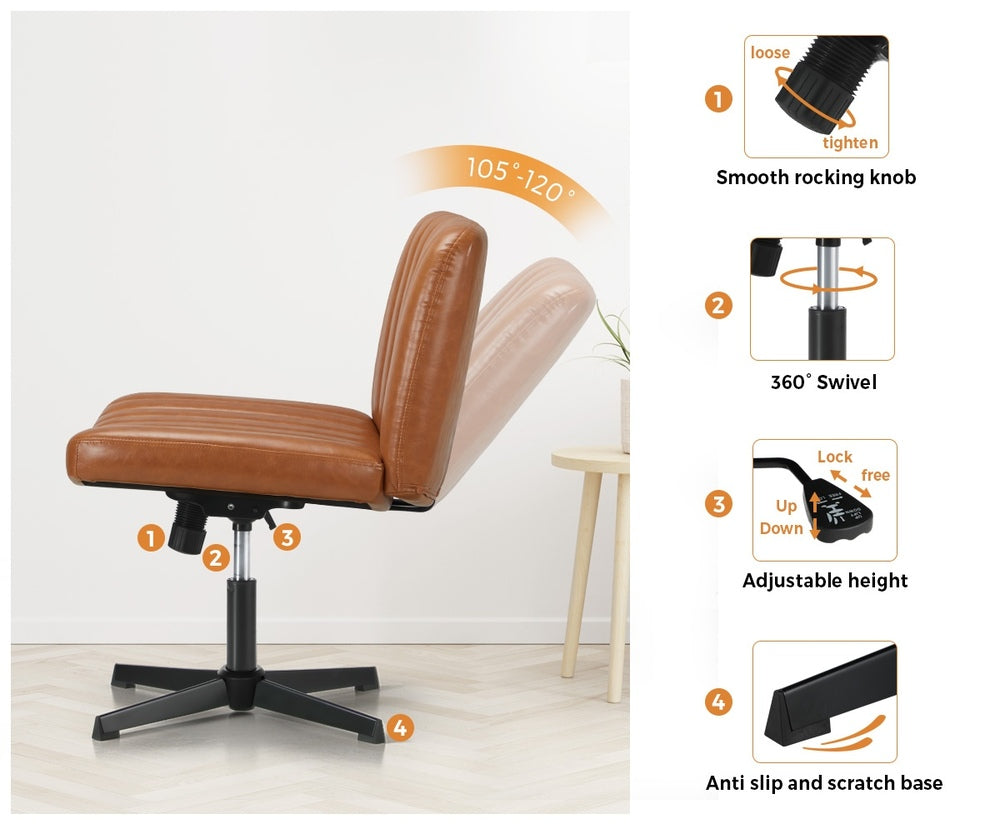 Mid Back Office Chair Wide Seat Black/Brown/White