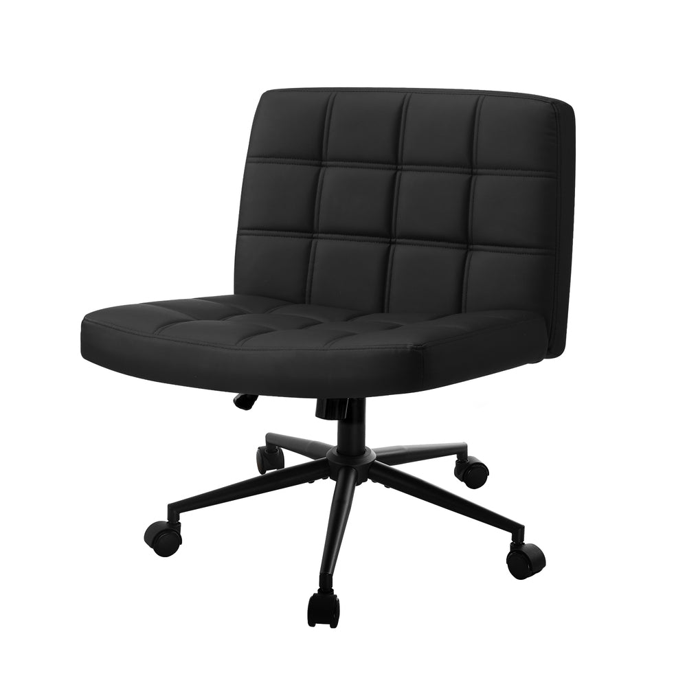 Mid Back Office Chair Wide Seat Black/Brown/White