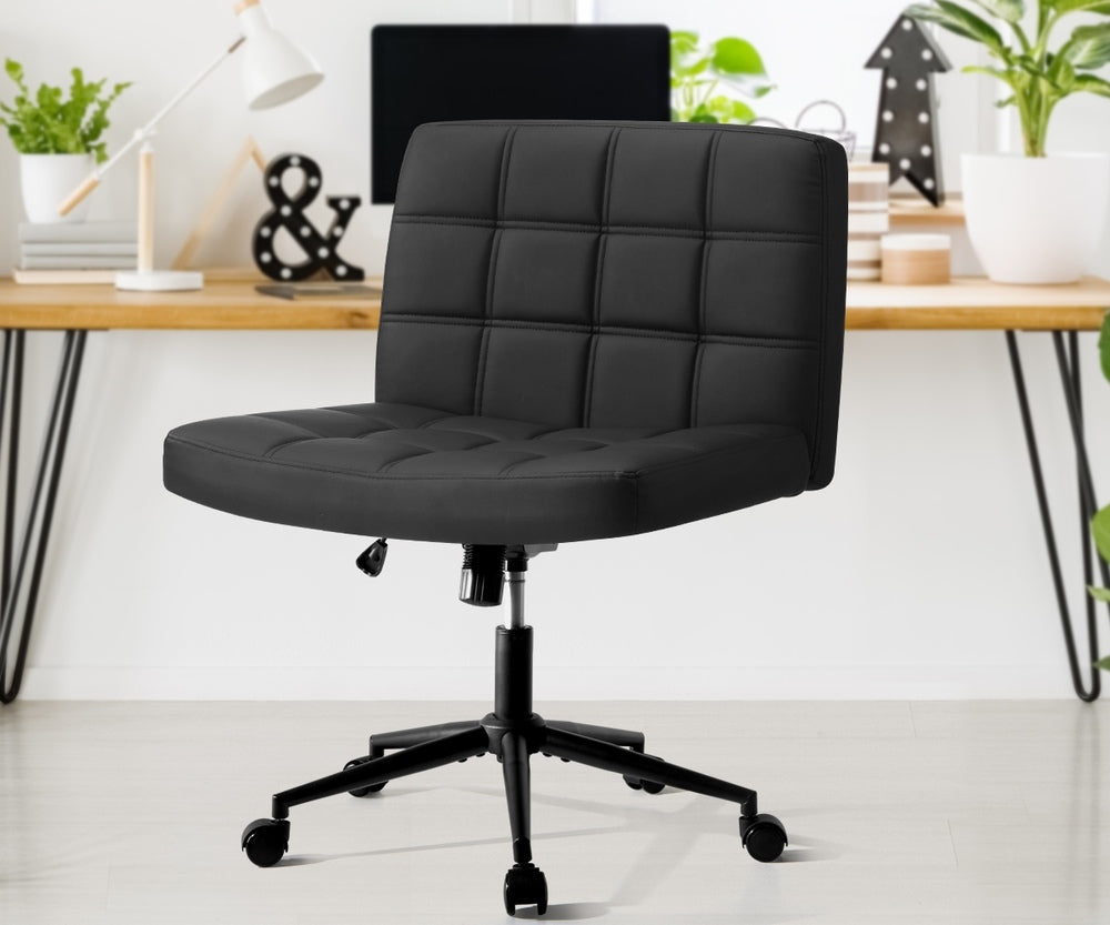 Mid Back Office Chair Wide Seat Black/Brown/White