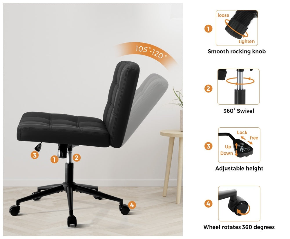 Mid Back Office Chair Wide Seat Black/Brown/White