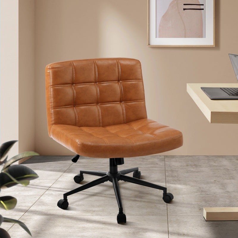 Midback Leather Nowheels - Mid Back Office Chair Wide Seat Black/Brown/White - photo 37