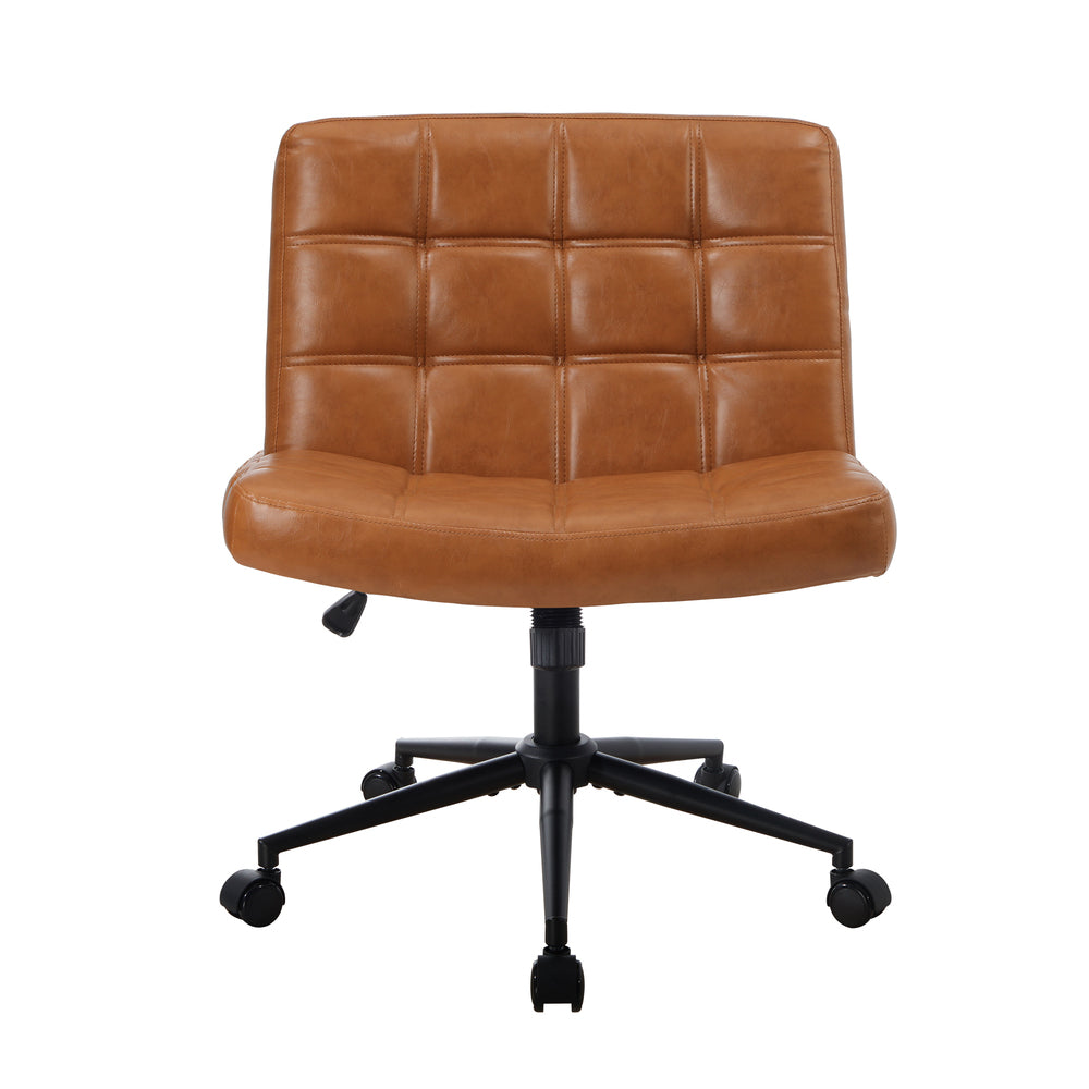 Mid Back Office Chair Wide Seat Black/Brown/White