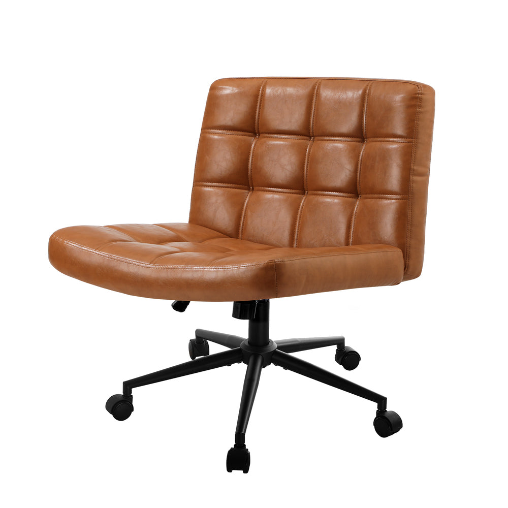 Mid Back Office Chair Wide Seat Black/Brown/White