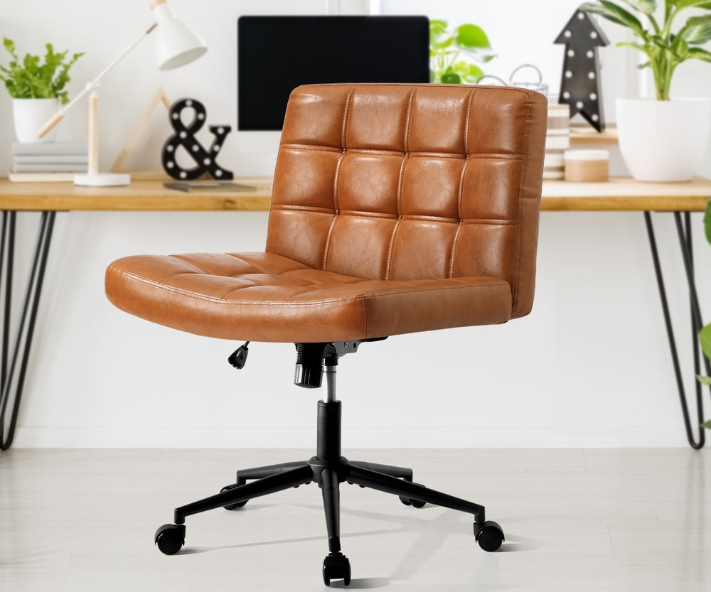 Mid Back Office Chair Wide Seat Black/Brown/White