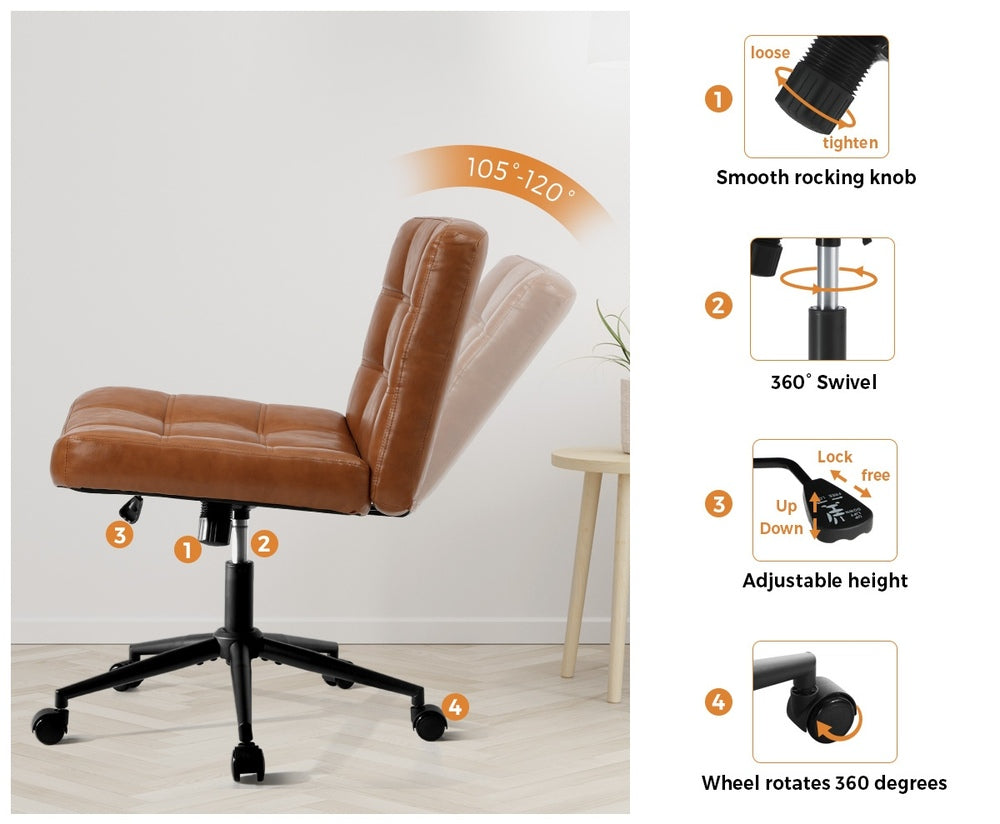 Mid Back Office Chair Wide Seat Black/Brown/White