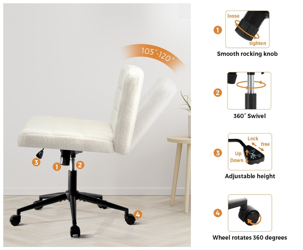 Mid Back Office Chair Wide Seat Black/Brown/White