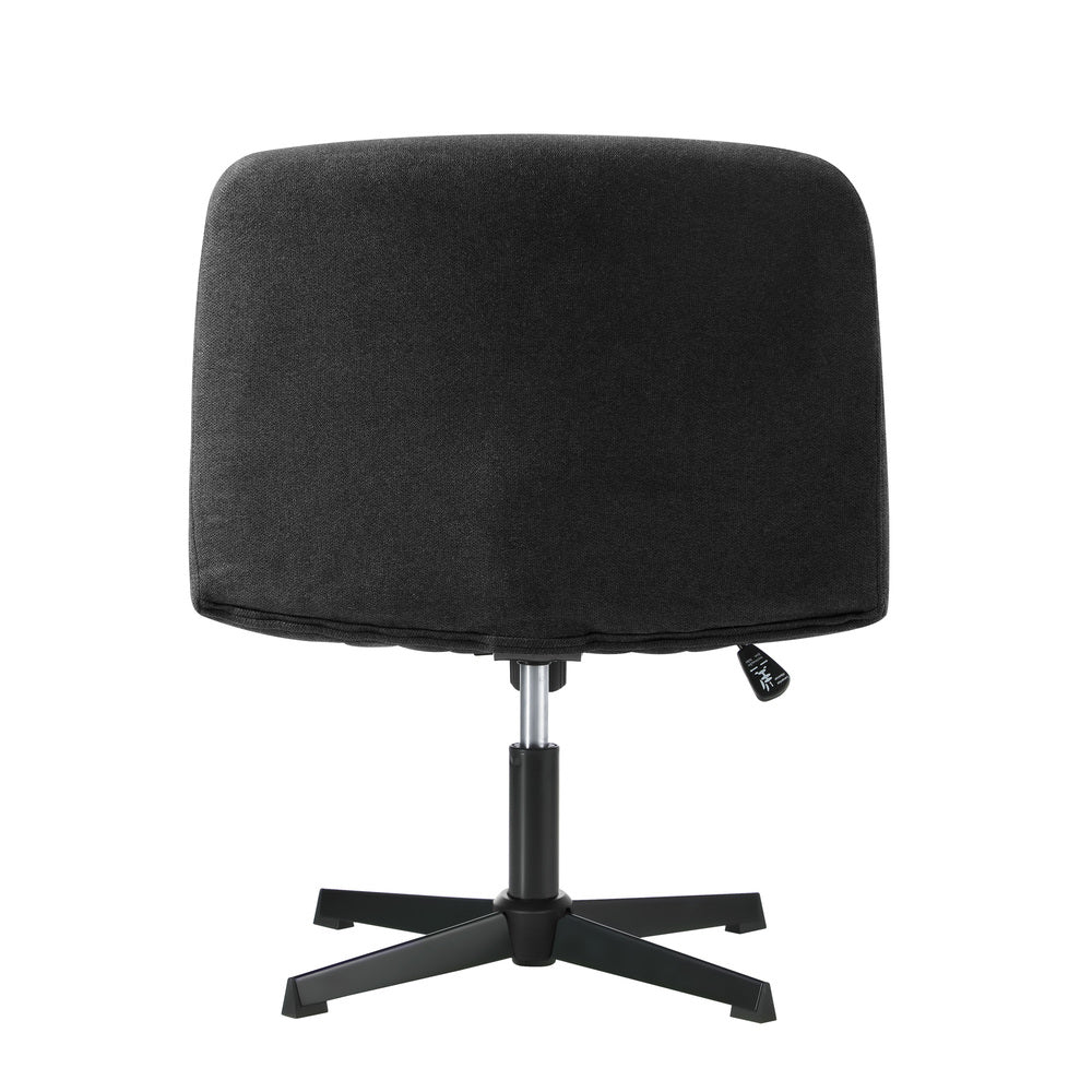 Armless Office Chair Wide Seat Linen Beige/Charcoal