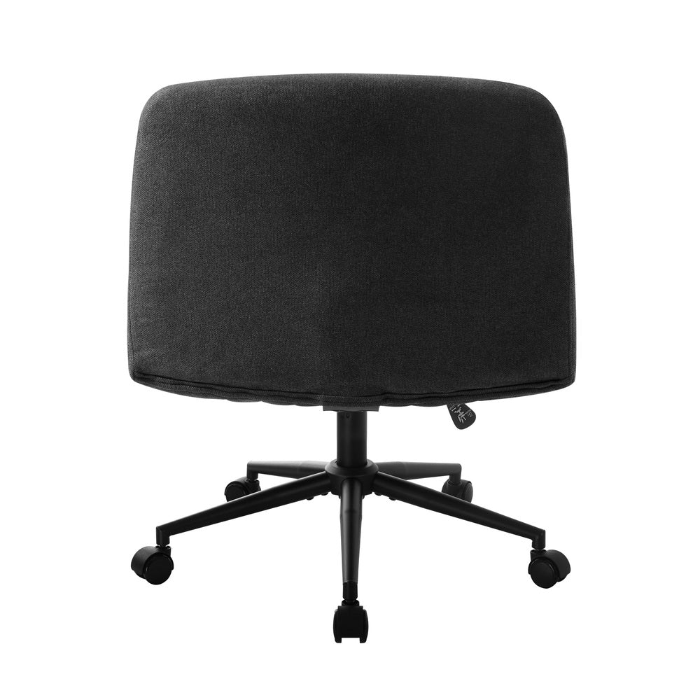 Armless Office Chair Wide Seat Linen Beige/Charcoal