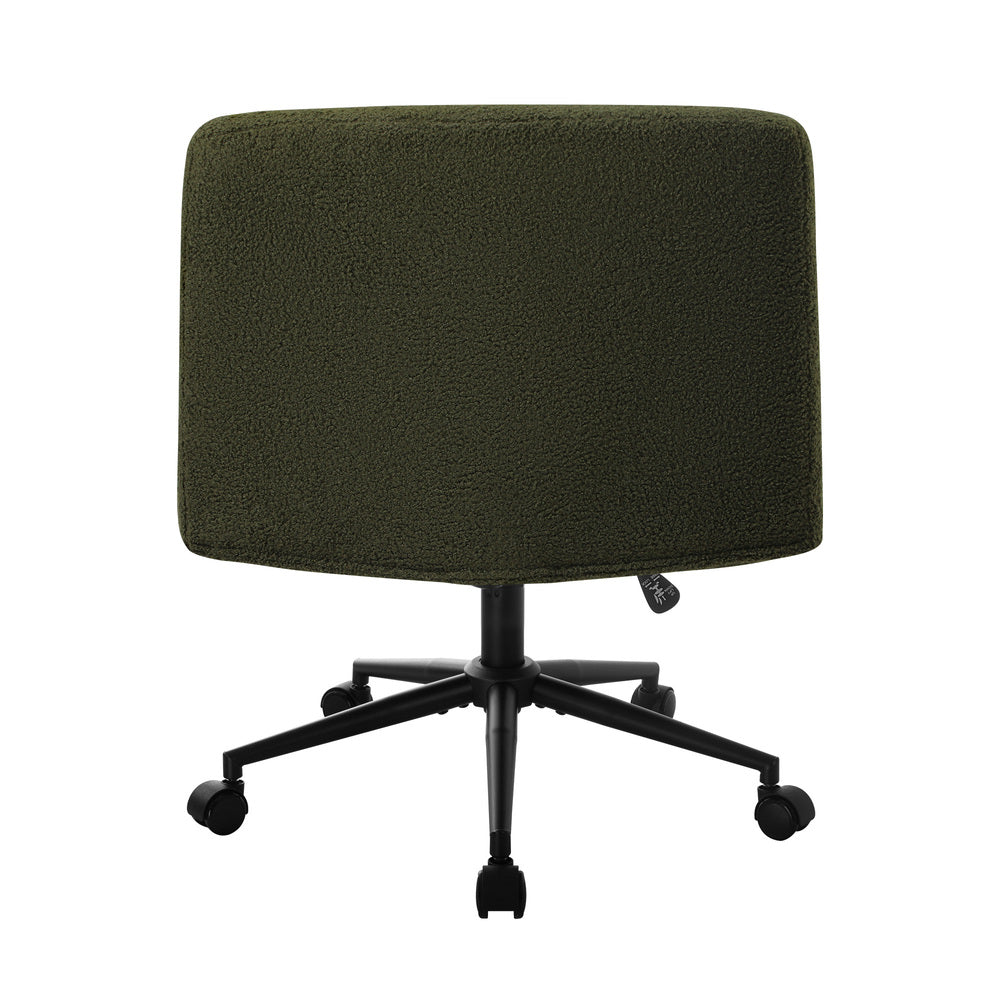 Armless Office Chair Wide Seat Boucle Green/White