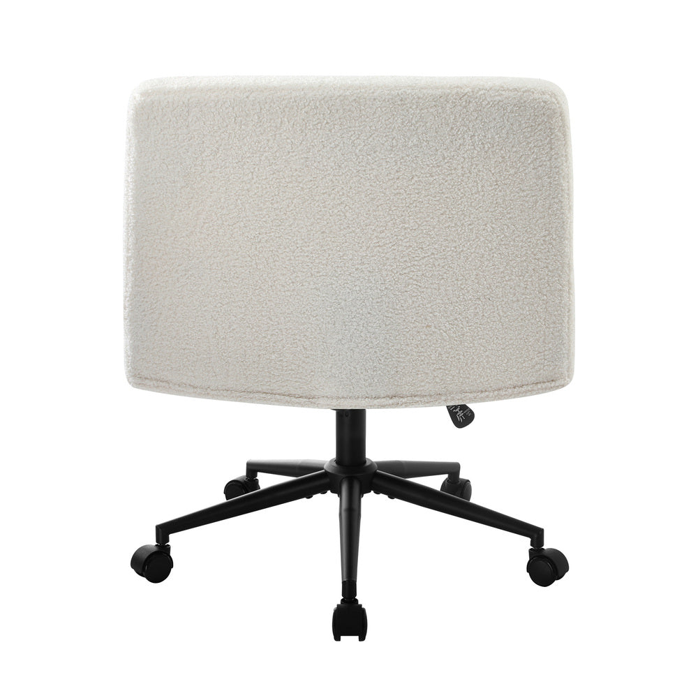 Armless Office Chair Wide Seat Boucle Green/White