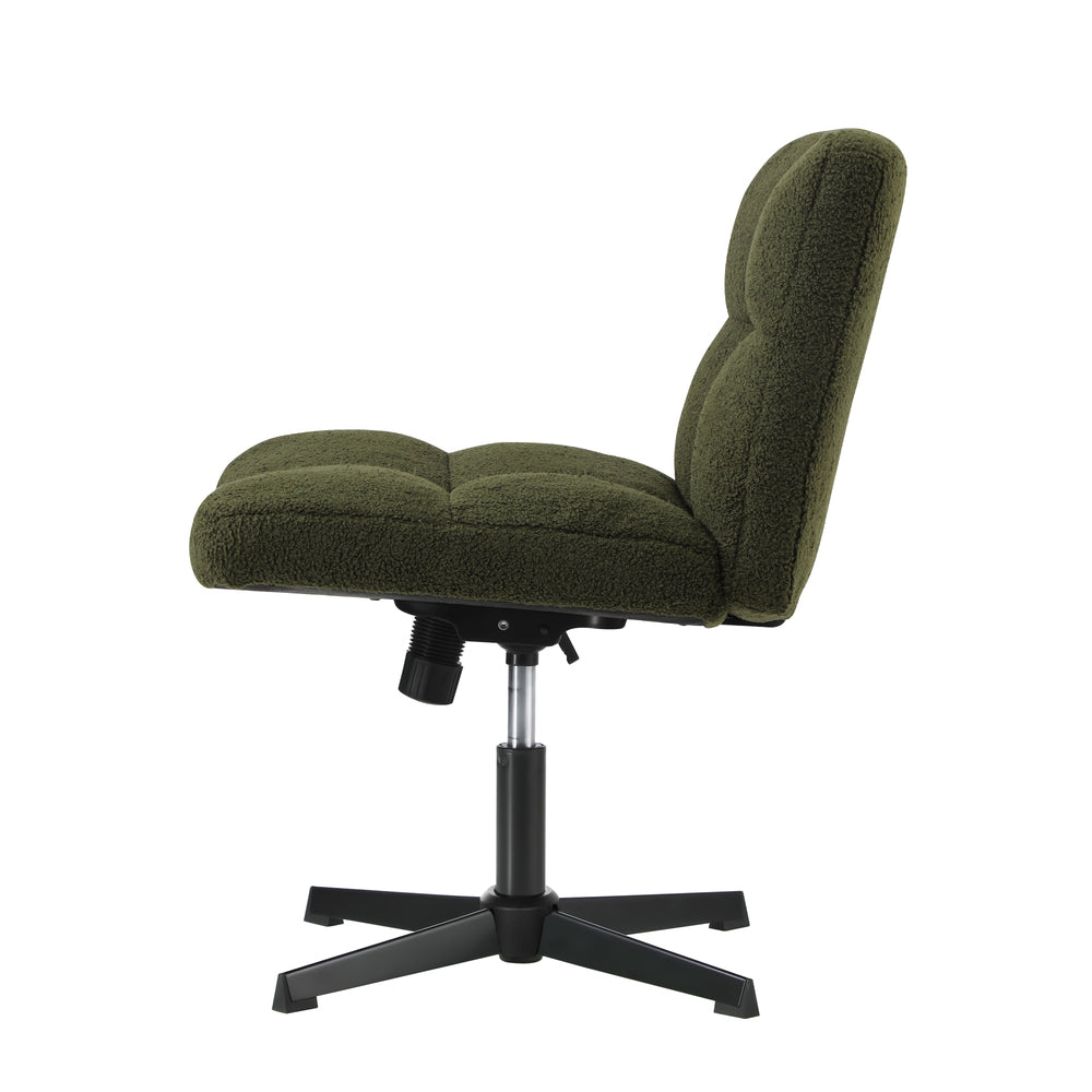 Armless Office Chair Wide Seat Boucle Green/White
