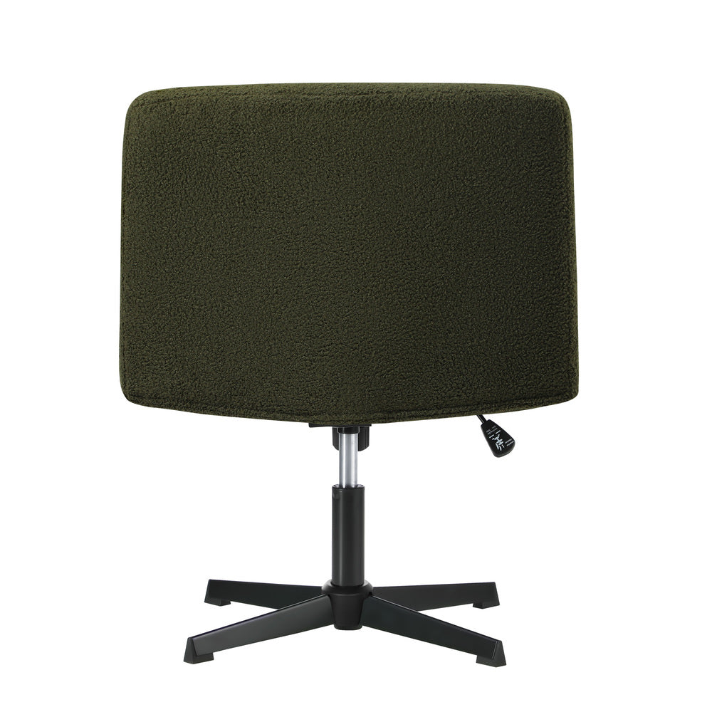 Armless Office Chair Wide Seat Boucle Green/White