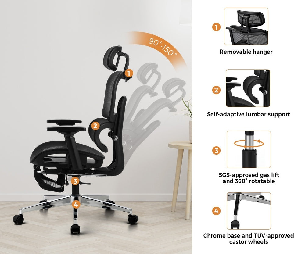 Ergonomic Office Chair Mesh Executive Seat Black/Grey/White