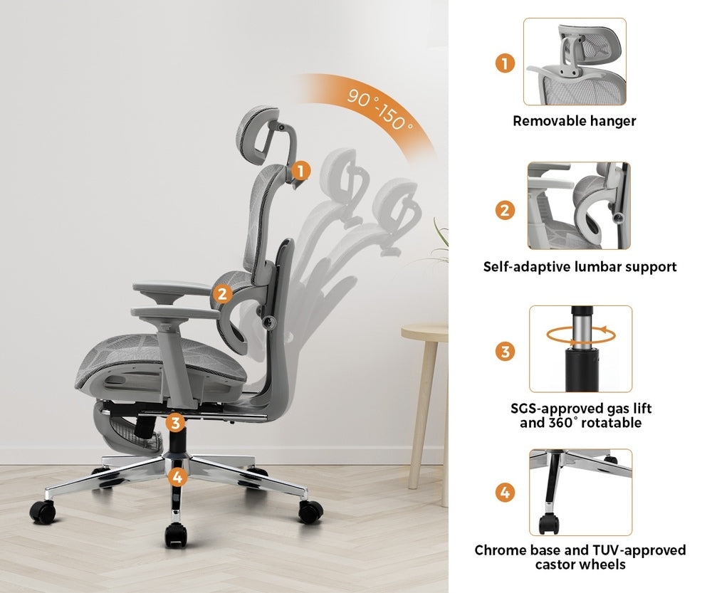 Ergonomic Office Chair Mesh Executive Seat Black/Grey/White