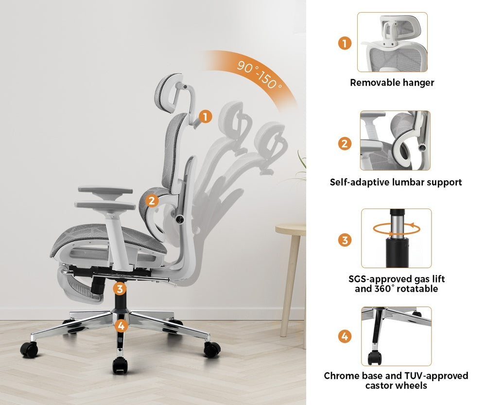 Ergonomic Office Chair Mesh Executive Seat Black/Grey/White