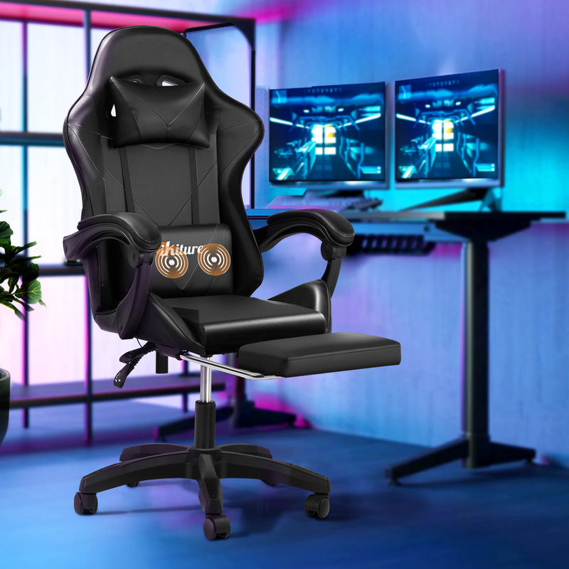 Home Gaming Chair Computer Desk Chair with Footrest Black with Massage Office Chair