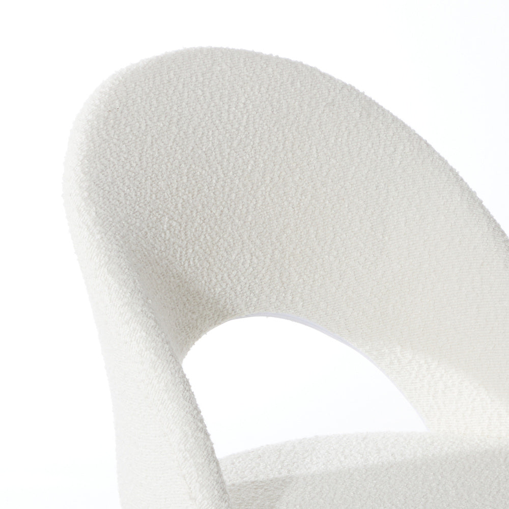 High Back Hollow Armless Office Chair Boucle White&Black