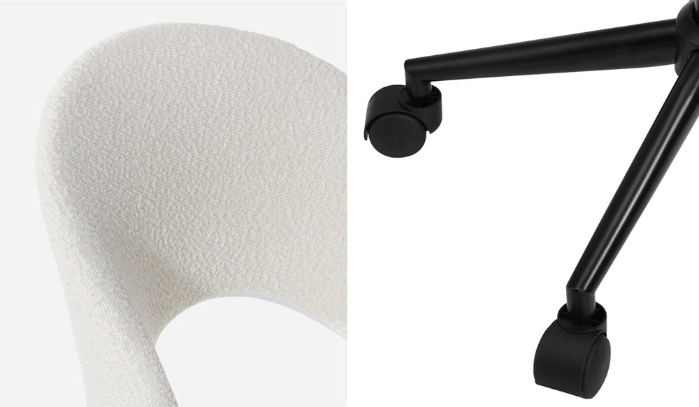 High Back Hollow Armless Office Chair Boucle White&Black