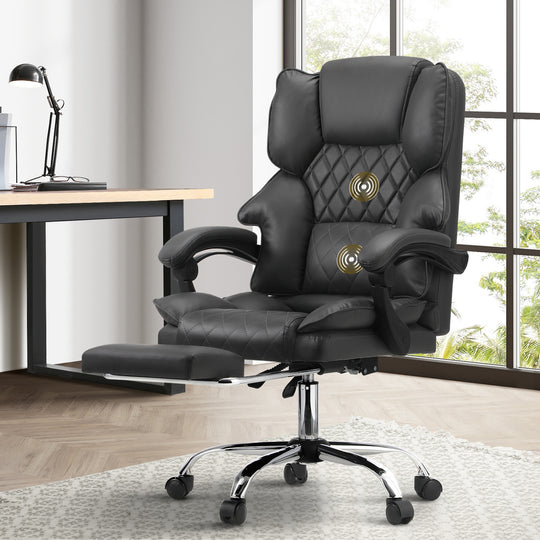 Massgae Office Chair Chairs PU Footrest Grey