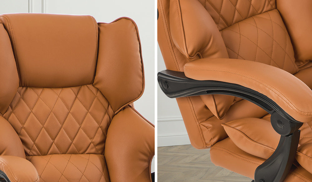 Massage Office Chair Premium PU Leather Gaming Seat Brown