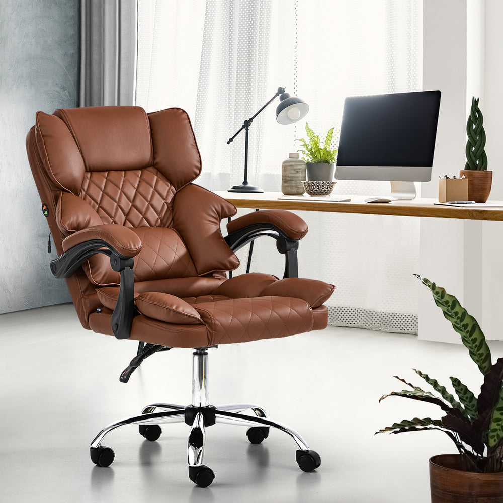 Natural office chair double, rear view