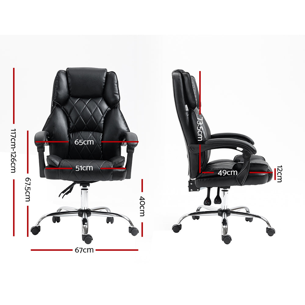 Executive Office Chair Leather Recliner Black Ergonomic Desk Chair