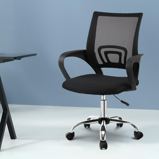 Mesh Office Chair Mid Back Black - Artiss Gaming Computer Chairs