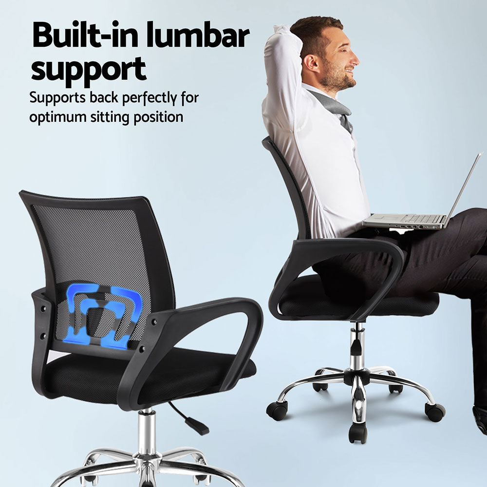 Set of 2 Mid-Back Office Chairs with Black Mesh - Comfortable and Stylish