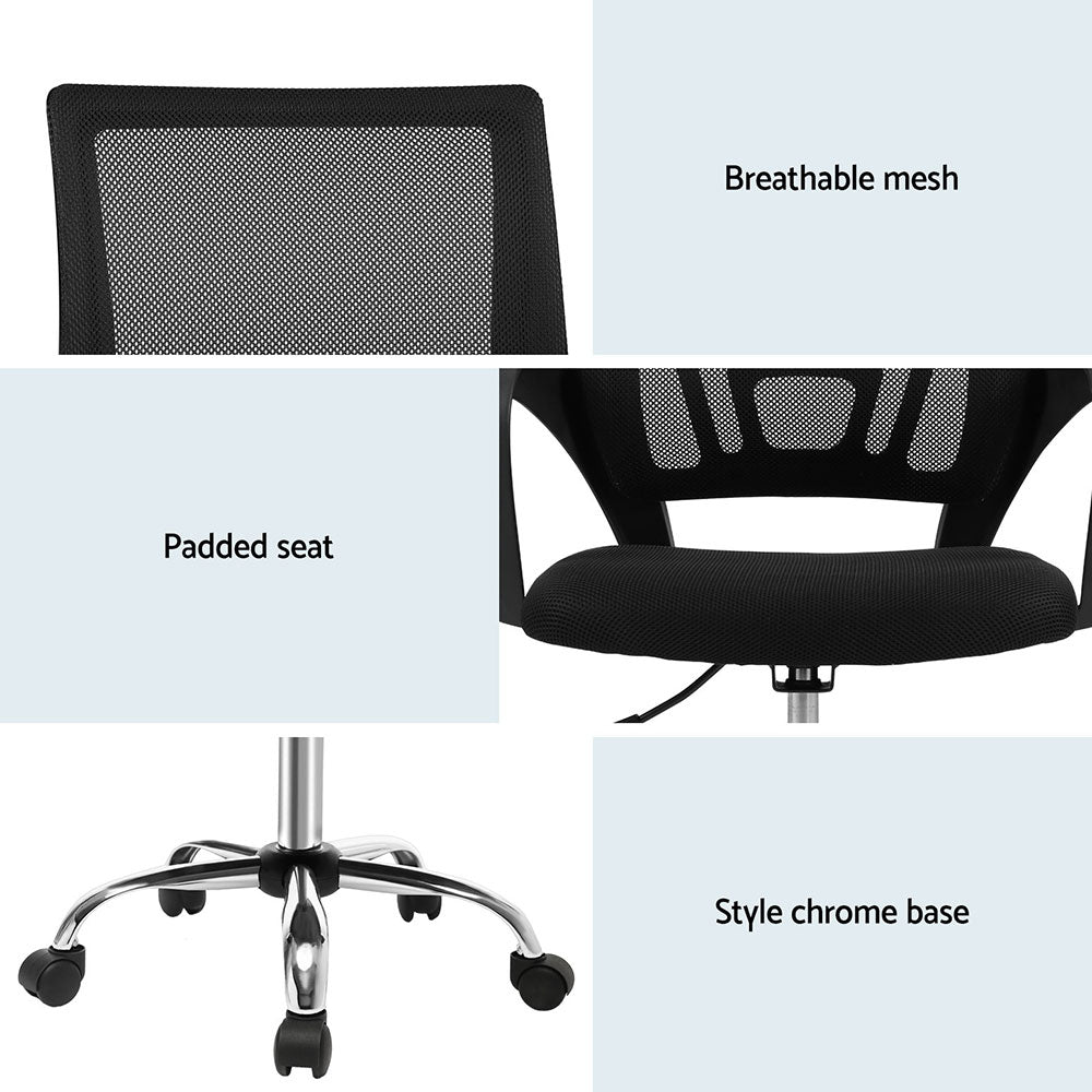 Set of 2 Mid-Back Office Chairs with Black Mesh - Comfortable and Stylish