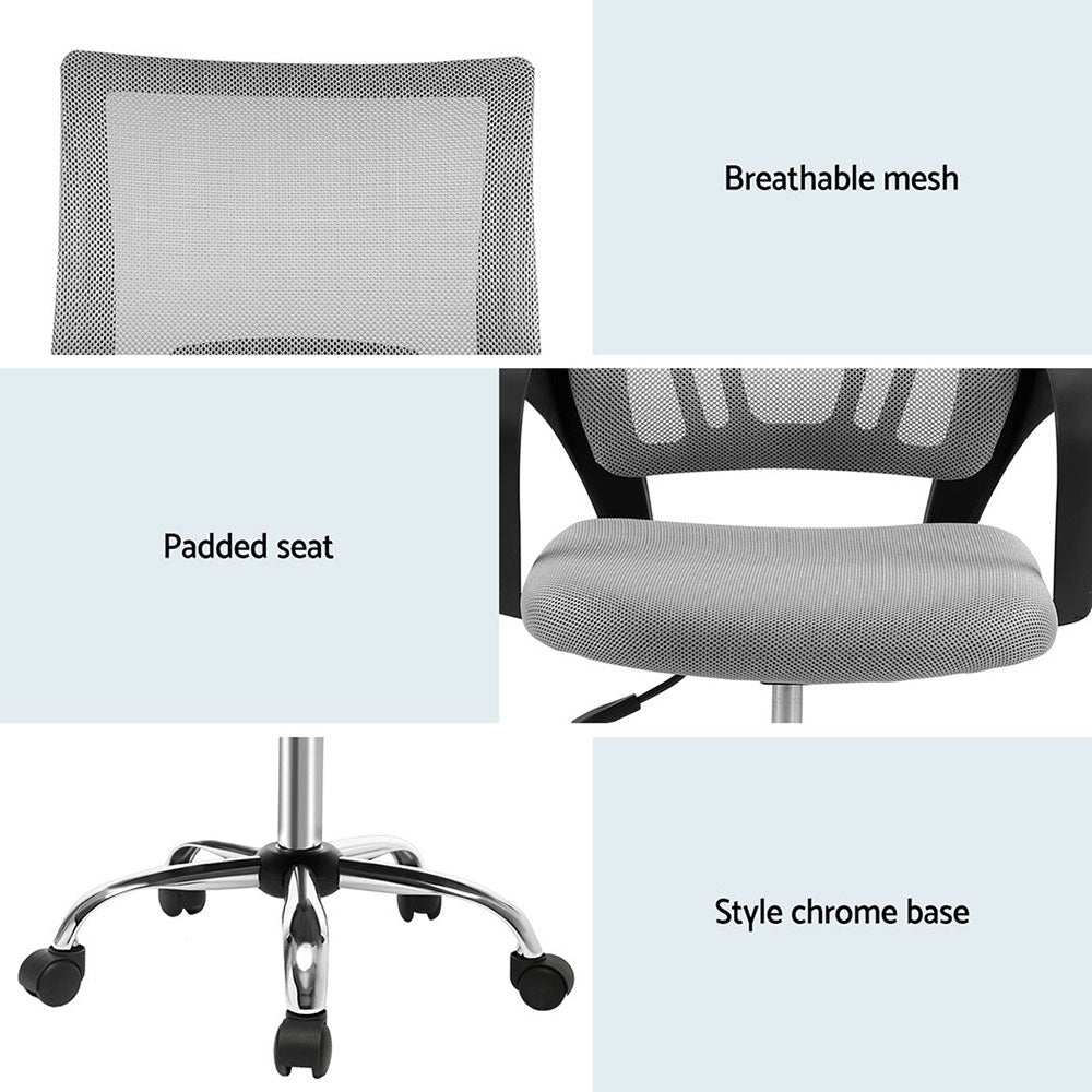 2x Mesh Office Chair Mid Back Grey