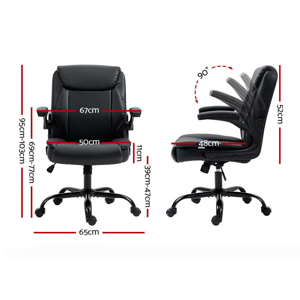 Executive Mid-Back Office Chair Black Ergonomic Desk Seating