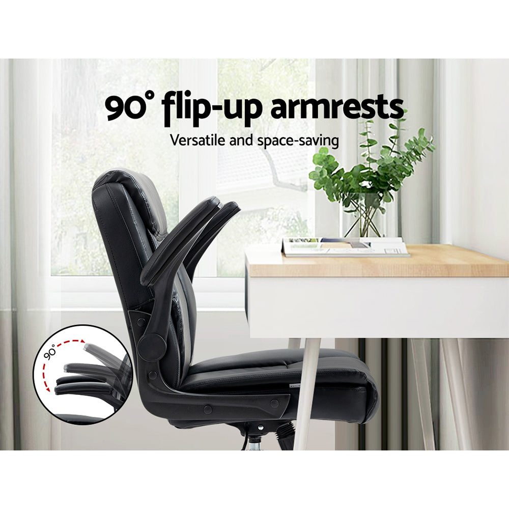 Executive Mid-Back Office Chair Black Ergonomic Desk Seating