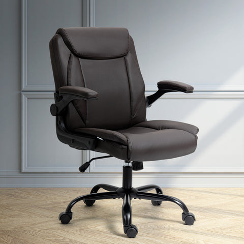 Office Chair Gaming Computer Executive Chairs Leather Tilt Swivel Brown
