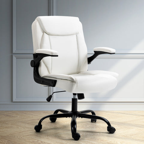 Office Chair Leather Computer Executive Chairs Gaming Study Desk White