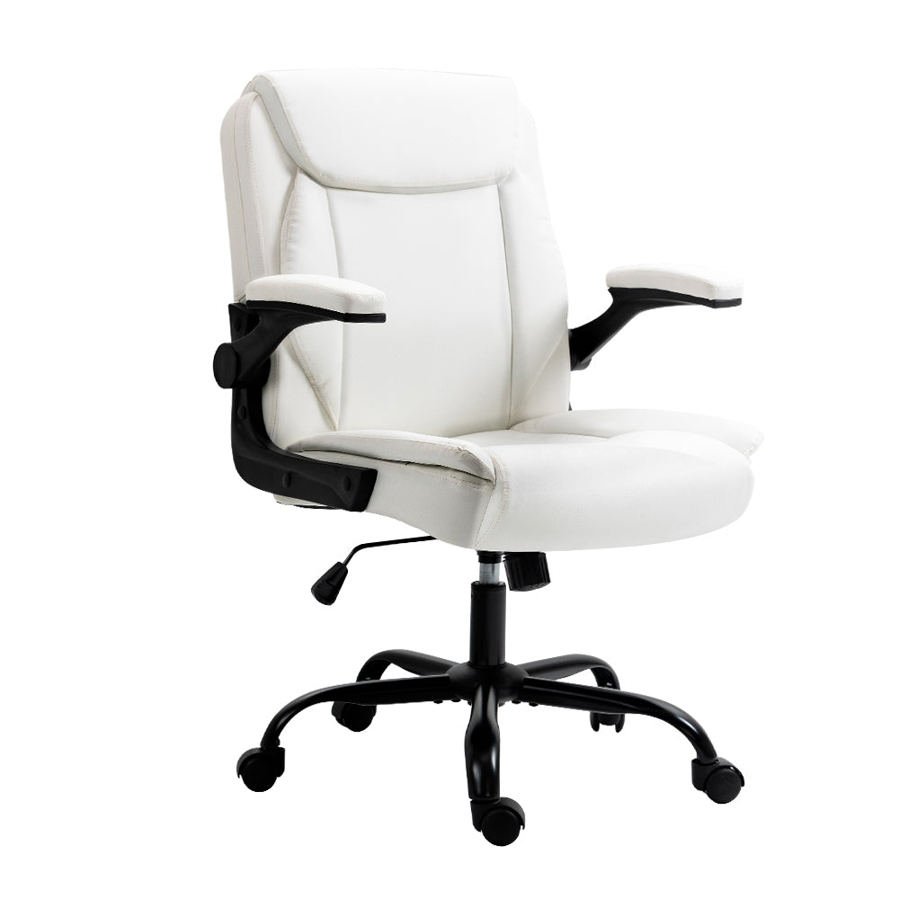 Executive Mid-Back Office Chair White Comfortable
