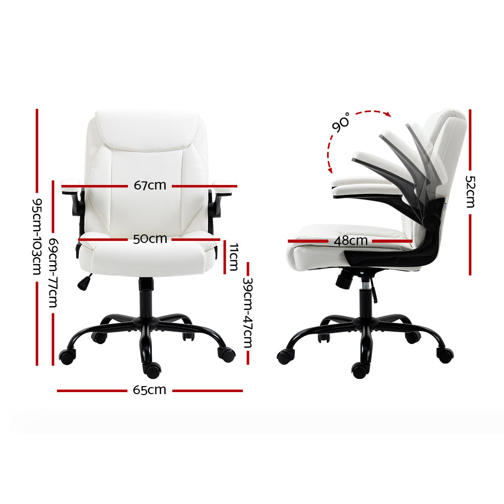 Executive Mid-Back Office Chair White Comfortable