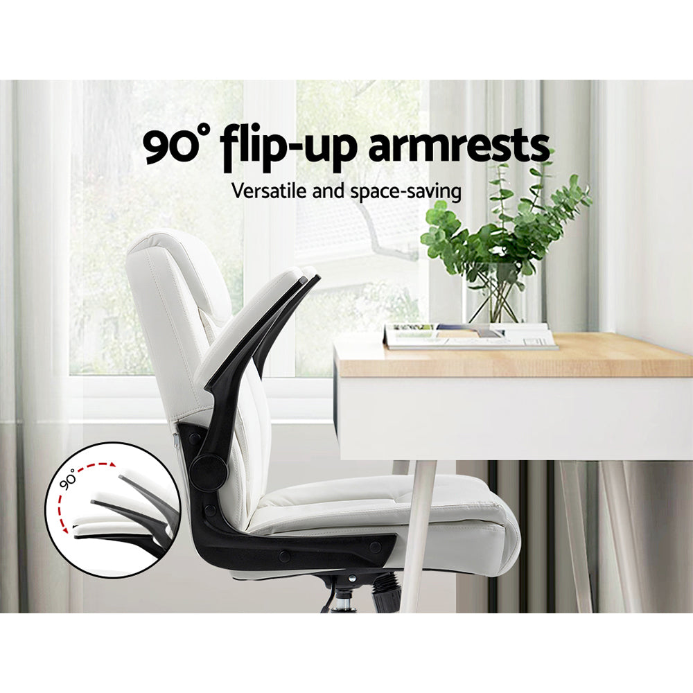 Executive Mid-Back Office Chair White Comfortable
